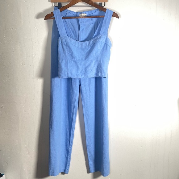 Abercrombie & Fitch Blue Two Piece Matching  Crop Top + Wide Leg Pants Medium - Picture 2 of 15